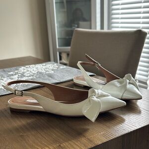 Tabitha Simmons Cream Slingback Flats